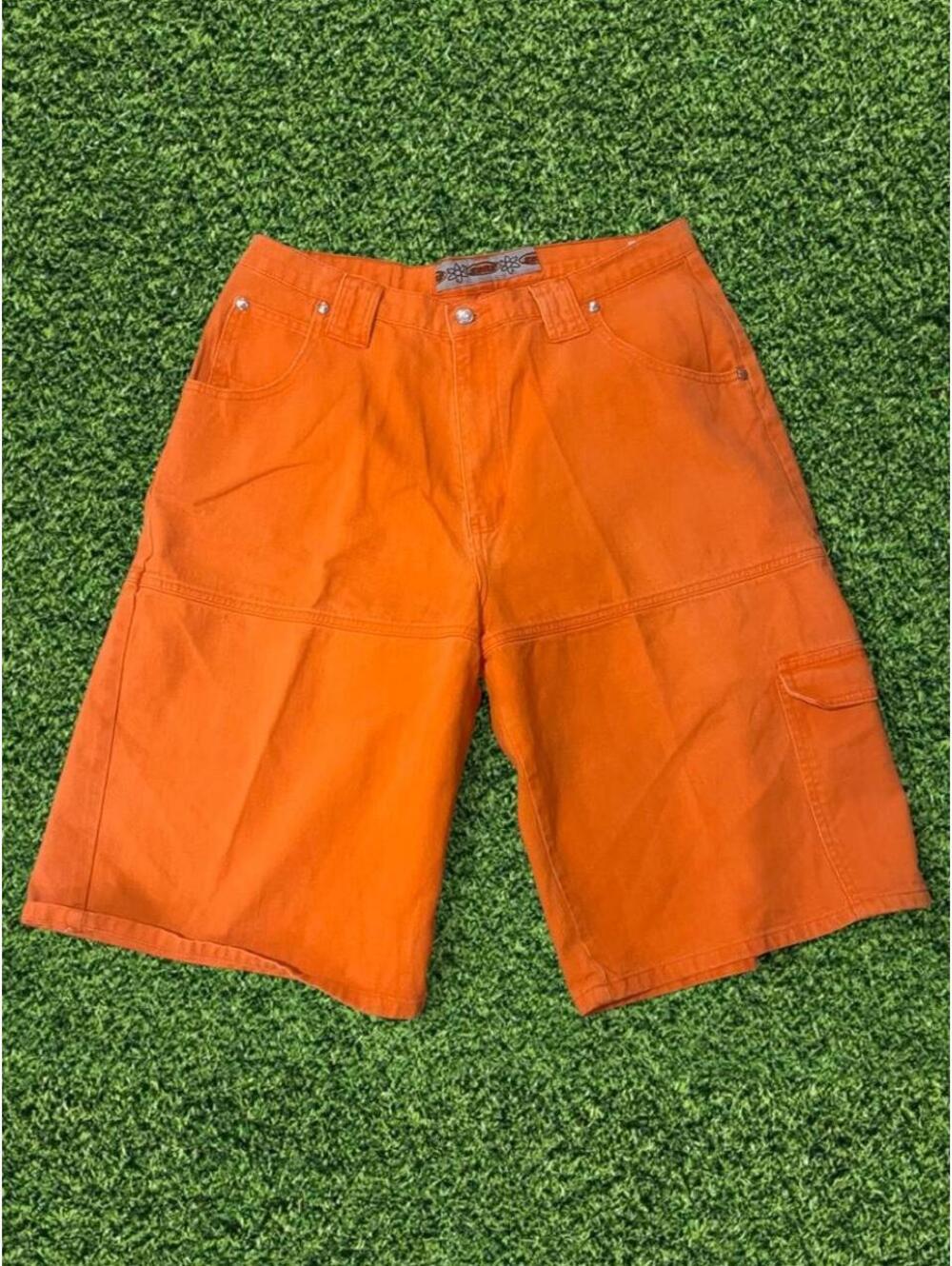 Vintage 90s Zonz Orange Baggy Jean Shorts – Size 36